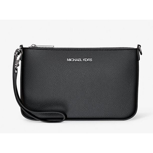 Michael Kors Jet Set Small Pebbled Leather Convertible Wristlet (Black) 35S5STVW5L-001