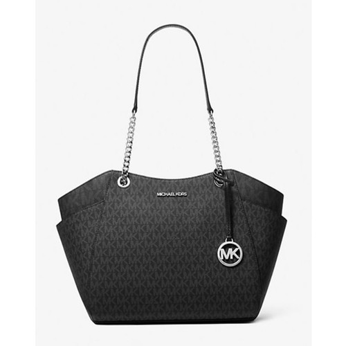 Michael Kors Jet Set Large Signature Logo Shoulder Bag (Black) 35S4GTVT3B-001
