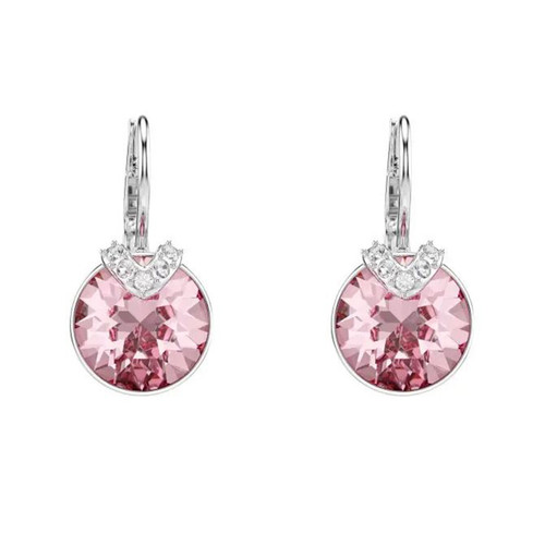 Bella V Earrings, Rhodium-Plated Metal & Pink and White Crystals - 5734235