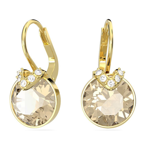 Bella V drop earrings Round cut, Gold tone, Gold-tone plated 5662093