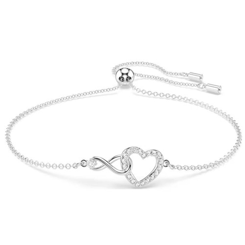 Swarovski Infinity Heart Bracelet, white, rhodium-plated metal, Length 24 cm adjustable - 5524421