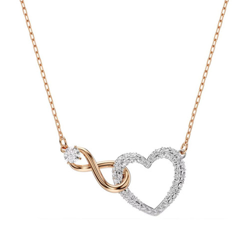 Hyperbola necklace Infinity and heart, White, Mixed metal finish 5518865