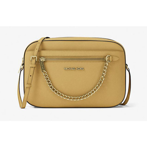 Michael Kors Jet Set Large Saffiano Leather Crossbody Bag Honey 35S1GTTC7L-honey