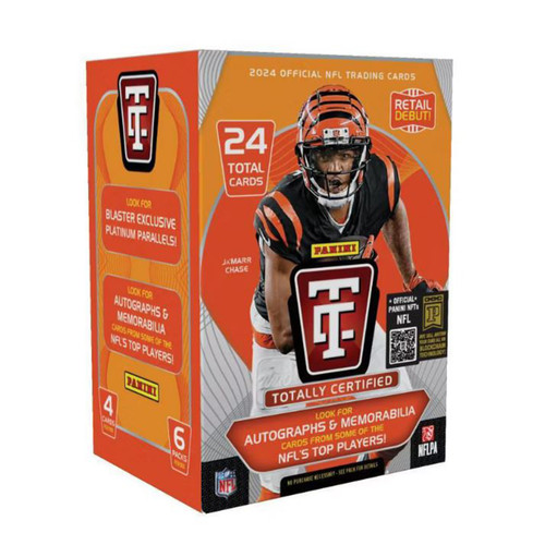 2024 Panini Totally Certified Football 6-Pack Blaster Trading Card Box (Four Parallels Per Box)