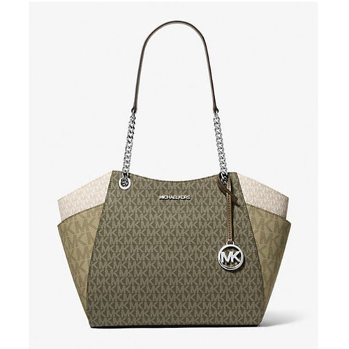 Michael Kors Lady Large MK Signature Bag Handbag Purse Tote Shoulder Olive Multi 35S5STVE3B-Olive