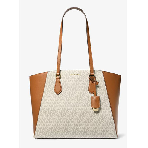 Michael Michael Kors Taryn Large Signature Logo and Leather Tote Bag Brown 30F4GTBT7B-149