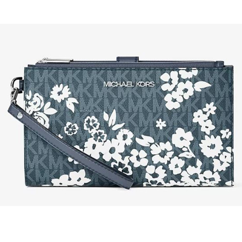 Michael Kors Jet Set Travel Large Printed Signature Logo Wristlet Wallet 35S6STVW9V-Admiral