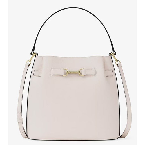 Michael Kors Carson Medium Pebbled Leather Convertible Bucket Crossbody Bag 35R6G2ZS6T-Ltcream