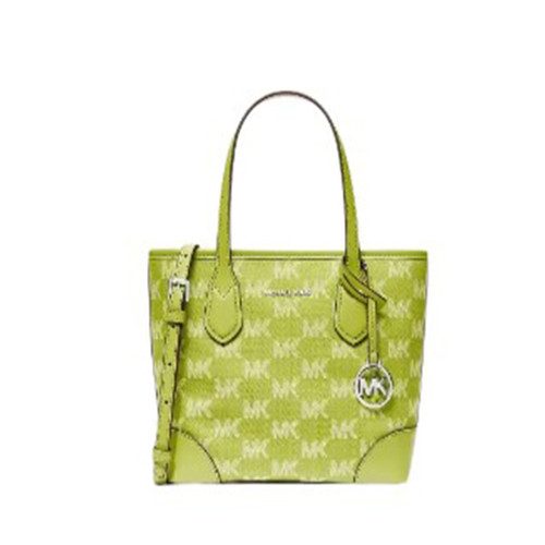 Michael Kors Eva Extra-Small Logo Jacquard Denim Convertible Tote Bag 35S6SV0T0C-Lime