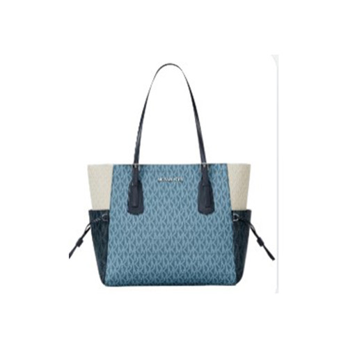 Michael Kors Voyager Large Color-Block Signature Logo Tote 35S5SV6T7B-Denim