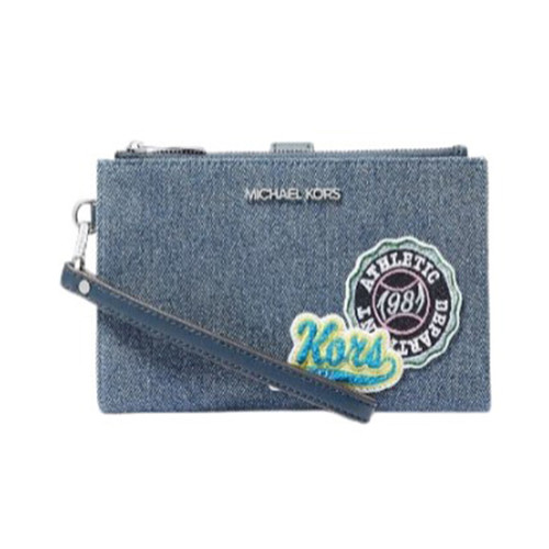 Michael Kors Jet Set Travel Embellished Denim Wristlet 35t6stvw9c-Washdenim