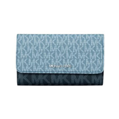 Michael Kors Jet Set Travel Signature Logo Tri-Fold Wallet 35S5STVF3B-Denim