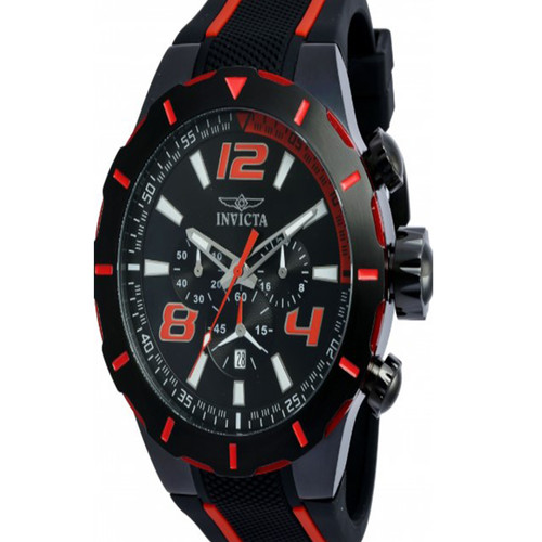 Invicta Men's 20109 S1 Rally Quartz 3 Hand Black, Red Dial Watch