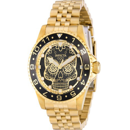 Invicta Men's 36860 Pro Diver Quartz PC21 Gold, Black Dial Watch