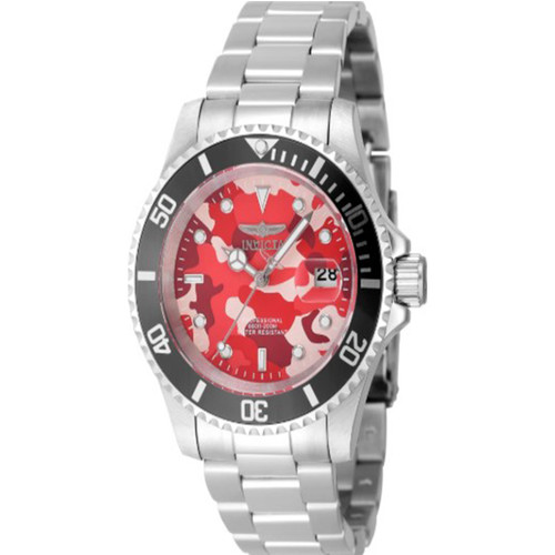 Invicta Men's 48568 Pro Diver Quartz 3 Hand Camouflage, Pink