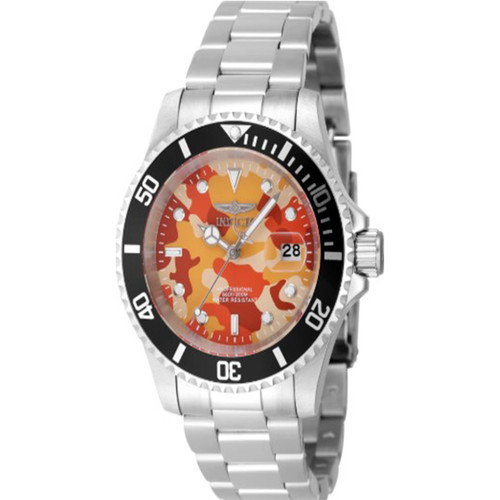 Invicta Men's 48569 Pro Diver Quartz 3 Hand Camouflage, Orange