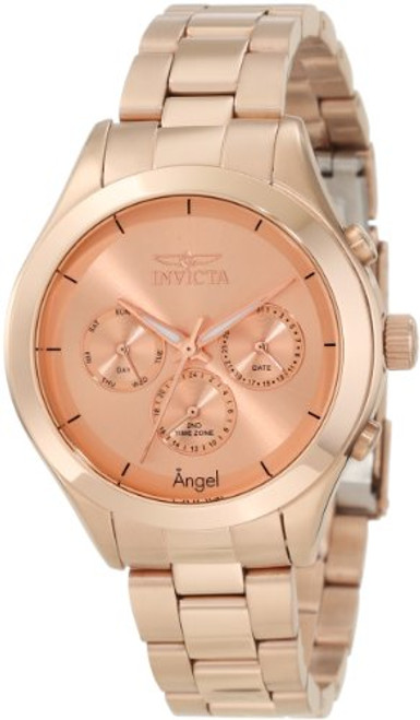 Invicta Women's 12467 Angel Rose Dial Rose Gold Ion-Plated Stainless Steel Wa...