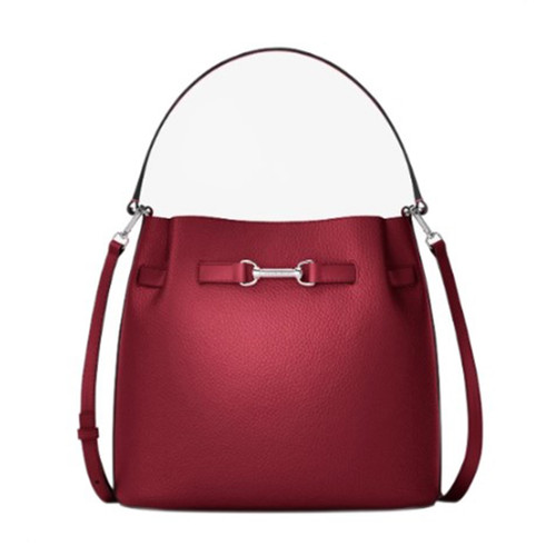 Michael Kors Outlet Carson Medium Pebbled Leather Convertible Bucket Crossbody Bag (Maroon) 35R6S2ZS6T-Maroo