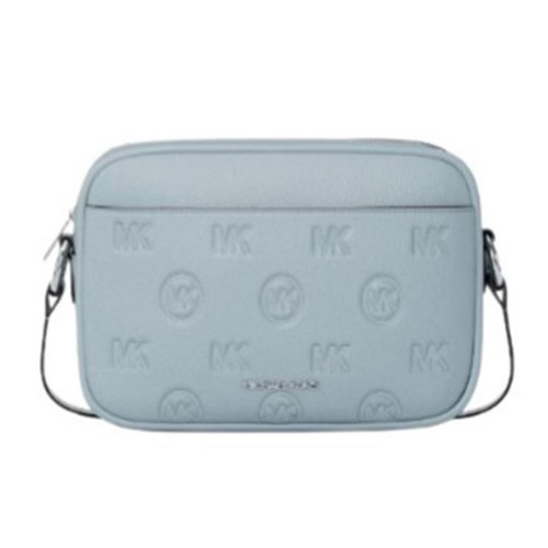 Michael Kors Jet Set Travel Large Logo Debossed Camera Crossbody Bag (Pale Ocean) 35S6GTVC7V-Pale Ocean