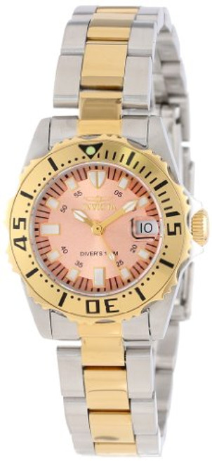Invicta Women's 14370 Pro Diver Rose Gold Tone Dial Two Tone Stainless Steel ...