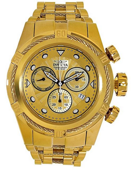 Invicta Men's 53mm Bolt Zeus Swiss Quartz Chronograph Gold Dial and Case Bracelet Watch (23911) …