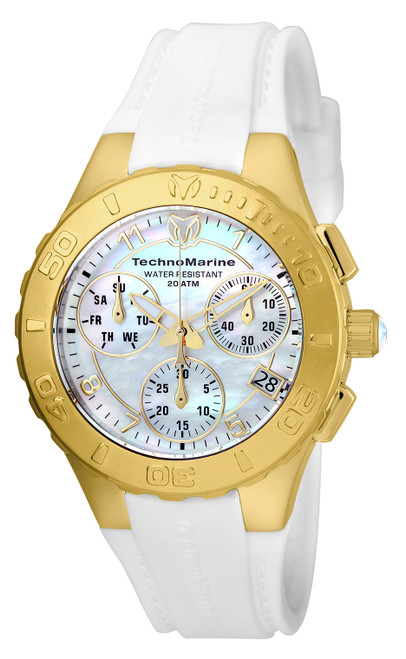 TechnoMarine Women's Cruise Medusa 40mm White Silicone Band Steel Case Swiss Quartz Analog Watch TM-115088