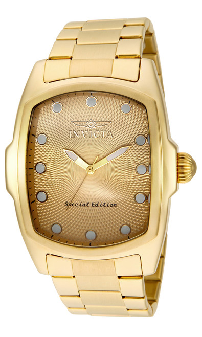 Invicta Men's 15854 Lupah Quartz 3 Hand Gold Dial Watch