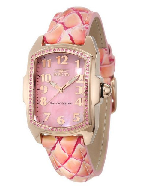 Invicta Women's 10210 Lupah Pink Mother-Of-Pearl Dial Pink Leather Watch [Wat...