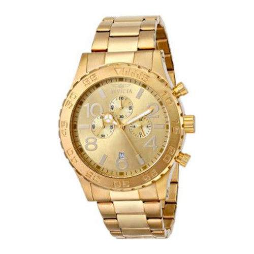 Invicta Men's 1270 Specialty Chronograph Gold Dial 18k Gold Ion-Plated Stainl...