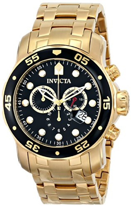 Invicta Men's 0072 Pro Diver Collection Chronograph 18k Gold-Plated Watch Inv...