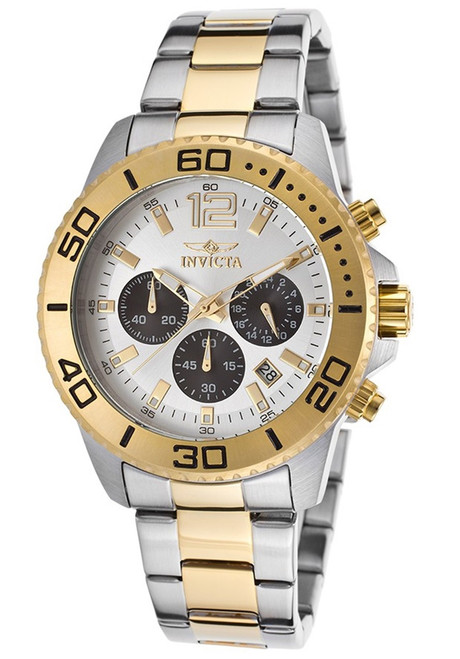 Invicta Men's 17399 Pro Diver Quartz Chronograph Silver Dial Watch