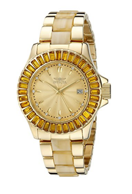 Invicta Women's 17941 Angel Quartz 3 Hand Gold Dial Watch