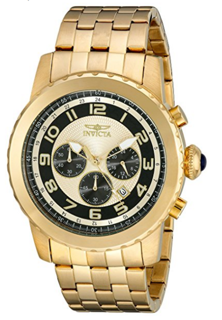 Invicta Men's 19463 Specialty Quartz Chronograph Gold, Black Dial Watch