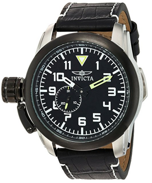 Invicta Men's 20461 Aviator Quartz 3 Hand Black Dial Watch