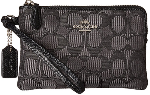 COACH Women's Box Program Signature Jacquard Small Wristlet Sv/Black Smoke/Black One Size 16113B-SVDK6