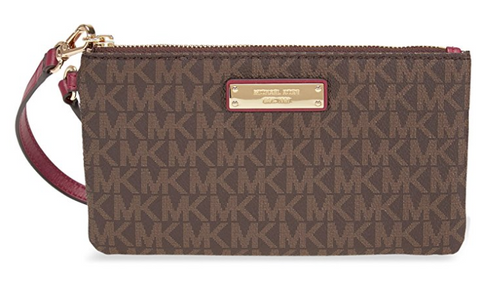 Michael Kors Medium Jet Set Wristlet- Brown and Mulberry 32S7GJSW2B-243