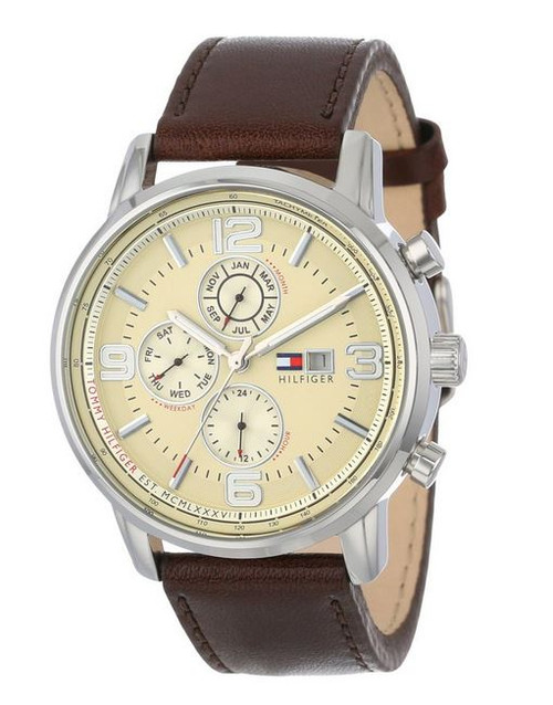 Tommy Hilfiger Men's 1710337 Stainless Steel Brown Leather Watch