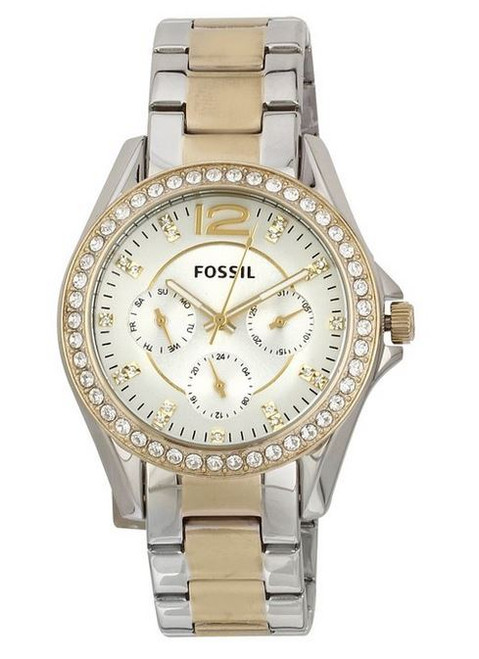 Fossil Women's ES3204 Riley Silver and Gold Tone Watch