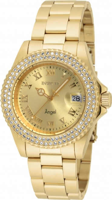 Invicta Women's 19513 Angel Quartz 3 Hand Gold Dial Watch