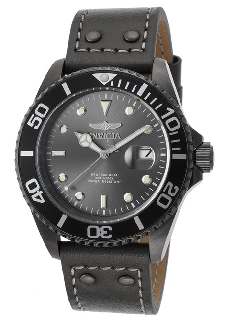 Invicta Men's 22077 Pro Diver Quartz 3 Hand Gunmetal Dial Watch