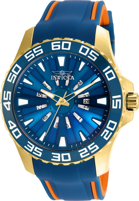 Invicta Men's 25477 Pro Diver Quartz 3 Hand Blue Dial Watch