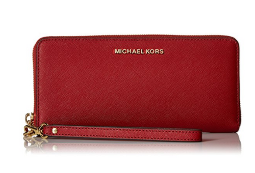Michael Kors Jet Set Travel Leather Continental Wallet- Burnt Red …  32S5GTVE9L-361