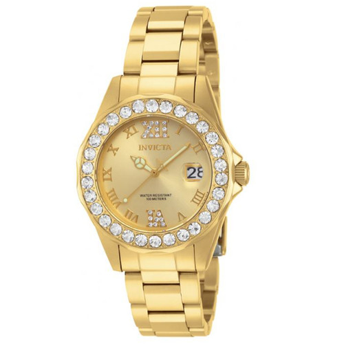 Invicta Women's 15252 Pro Diver Gold Dial Gold plated Stainless Steel Watch I...