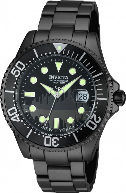 Invicta Men's 90287 Pro Diver Quartz 3 Hand Black Dial Watch