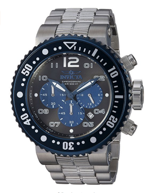 Invicta Men's 25074 Pro Diver Quartz Chronograph Black, Blue Dial Watch