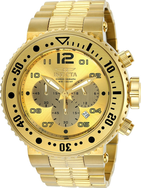 Invicta Men's 25076 Pro Diver Quartz Chronograph Gold Dial Watch