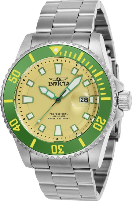 Invicta Men's 90293 Pro Diver Quartz 3 Hand Beige Dial Watch