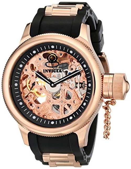 Invicta Men's 1090 Russian Diver Mechanical Skeleton Dial Black Polyurethane ...