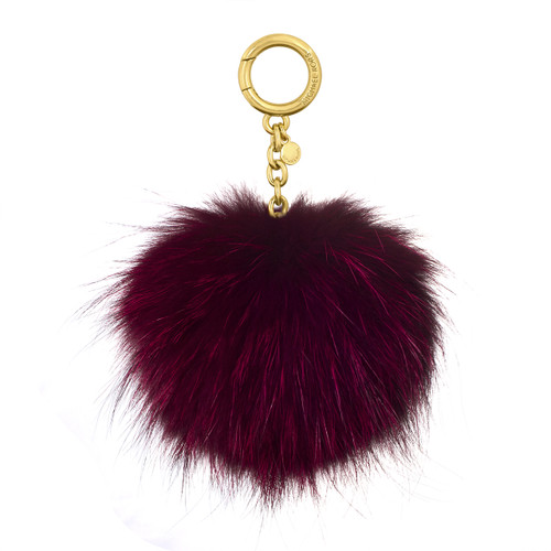 MICHAEL KORS LARGE DYED FOX FUR POM POM KEY CHAIN 32F6GKCK3F Cranberry …