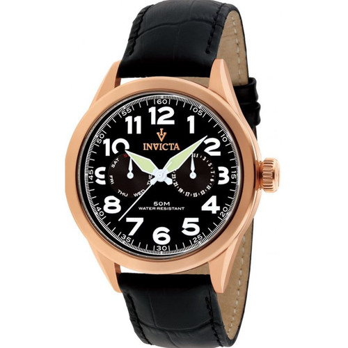 Invicta Men's 11742 Vintage Quartz 3 Hand Black Dial Watch